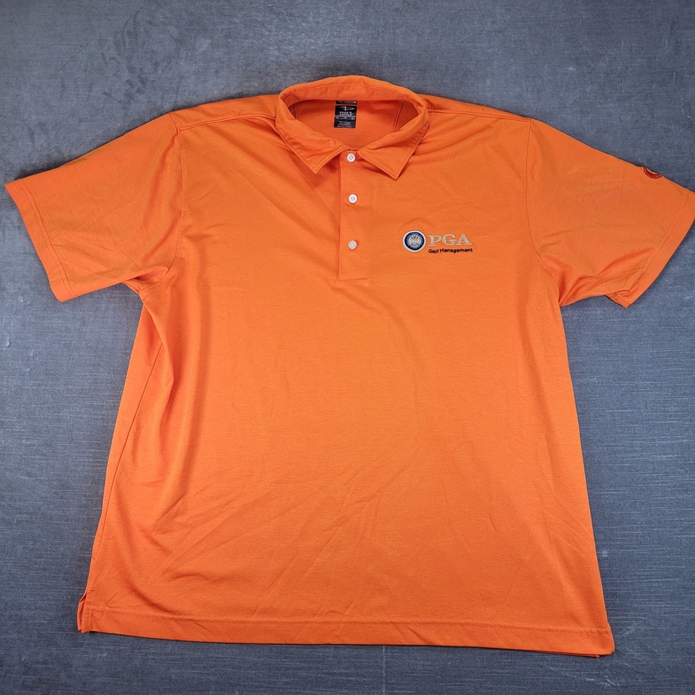 Page & Tuttle Polo Shirt Mens XL Orange PGA Golf Management Short Sleeve